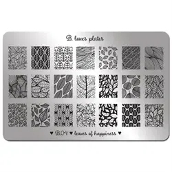 04 Leaves Of Happiness, XL Stamping plade, B Loves Plates