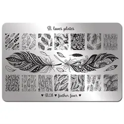 08 Feather Fever, XL Stamping plade, B Loves Plates