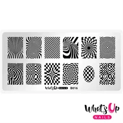 B016 Hypnotic Illusions, stampingplade, Whats up Nails