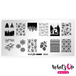 B035 Icy Wonderland, stampingplade, Whats up Nails