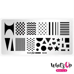 B048 Simple Shapes, stampingplade, Whats up Nails