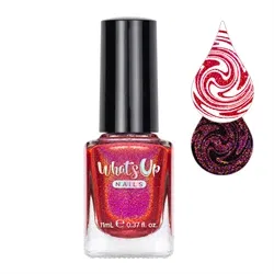 WSP029 Red All Over, Rød stamping neglelak med shimmer, Whats Up Nails