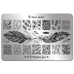 08 Feather Fever, XL Stamping plade, B Loves Plates