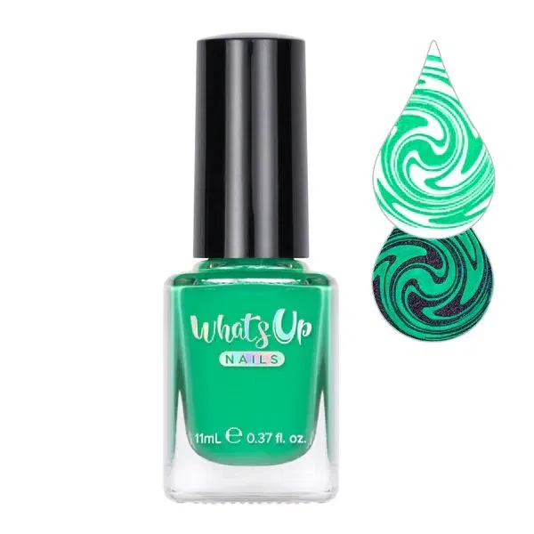 WSP034 Little Green Men, Grøn stamping neglelak, Whats Up Nails