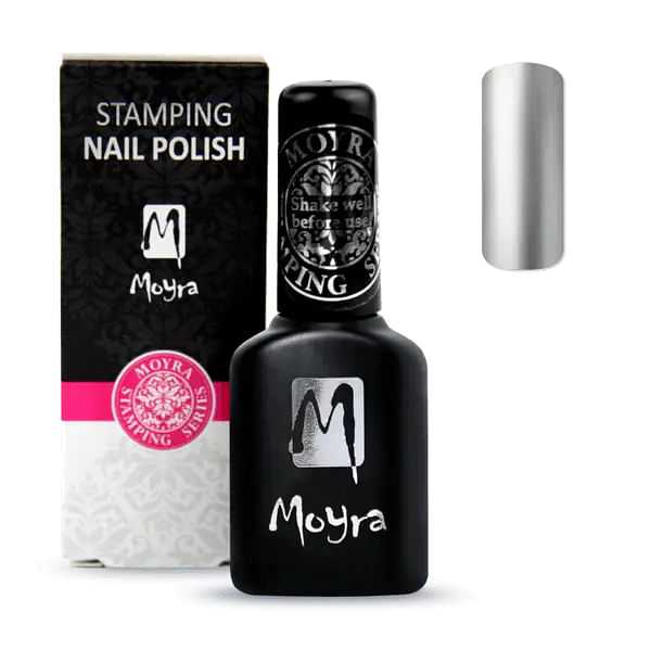 Sølv, Smart Polish, Langsom tørrende stamping neglelak, SPS03, Moyra