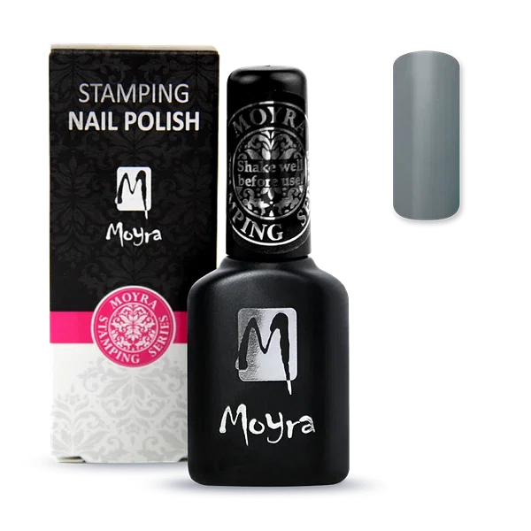 Grå Smart Polish, Langsom tørrende stamping neglelak, SPS09, Moyra