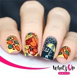 A011 Leaves Are Fall-ing, stampingplade, Whats up Nails